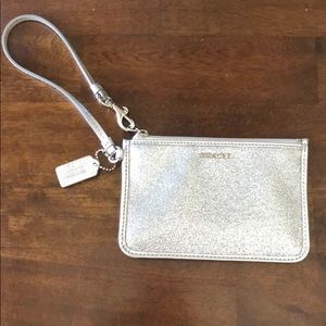 Sparkly coach corner zip wristlet